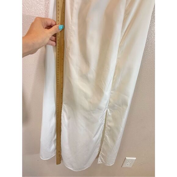 NWT Du Paradis Cream Sleeveless Cowl Neck Plissé Midi Sheath Silhouette Dress - Picture 8 of 11